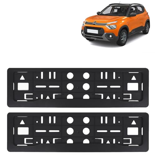 Image of KINGSWAY C3 Car Number Plate Frames for All 2022 Onwards Models of Cit-Ro-En Car Registration Plate Holders, Black Licence Plate Covers (Front and Rear), Universal Size 51.5 x 14.5 cm