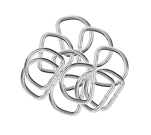 Mandala Crafts Metal D Ring Assortment - Heavy Duty D-Ring Bulk Pack - Silver Non Welded D Rings For Purse Sewing Crafts Cat Dog Collar Bag Belt Keychain Webbing Strap 50 Pcs 4.5Mm Thick 1 Inch Wide #TOP1