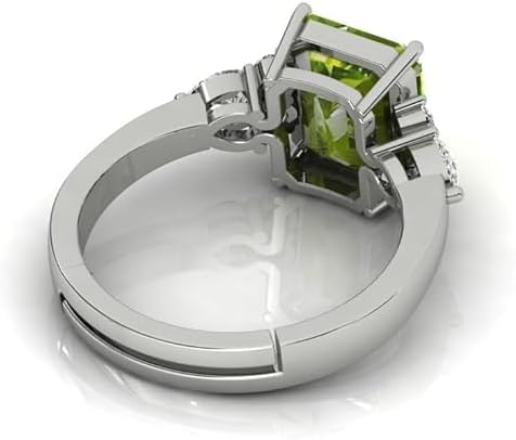 5.00 Carat Beautiful Natural Peridot Gemstone August Birthstone Silver Adjustable Ring For Women And Men - Image 4
