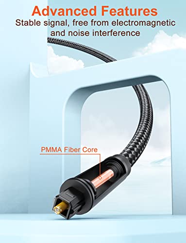 Vanaux Optical Extension Cable Digital Toslink Male To Female S/Pdif Cords Compatible With Home Theater, Sound Bar, Tv, Ps4, Xbox, Playstation & More - Black (10Ft/3M) #TOP2
