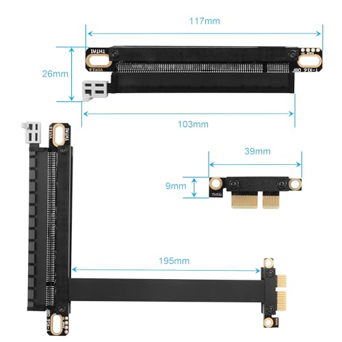 ELFJMZP PCIE 3.0 X1 a X16 Cable de Extensión PCI-Express 1X Macho a 16X Hembra Adaptador Extensor para Gráficos, WiFi, USB, Tarjetas de Sonido, etc - 20cm / 7.87inch - imagen 3