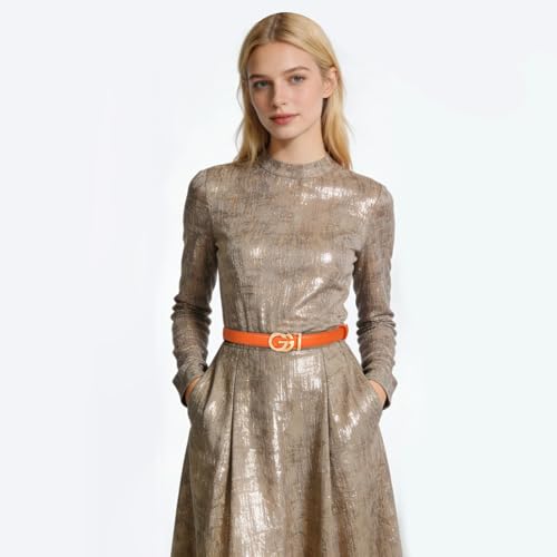 Image of Aurolran Women's Leather Belt with Buckle - Ideal for Dresses, Jeans, and Coats