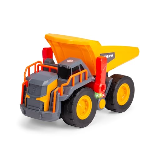 Dickie Toys Camion à Benne Volvo Power Dump Truck (30 cm) - Camion Benne basculante Jouet pour Enfants à partir de 3 Ans avec Roue Libre, Commande à Levier, lumière et Son, Convient comme Jouet de