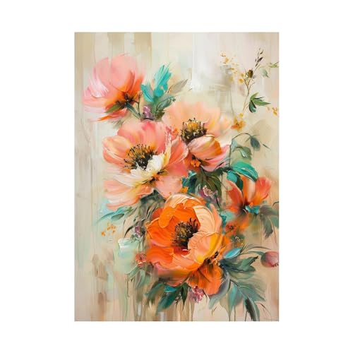 Tableau decoration murale fleurs colorees WODJEM pour illuminer un salon contemporain
