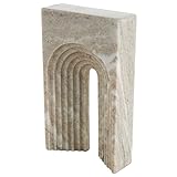 Deco 79 Marble Geometric Decorative Sculpture Rectangular Home Decor Statue with Arched Groove Interior, Accent Figurine 6' x 2' x 11', Beige