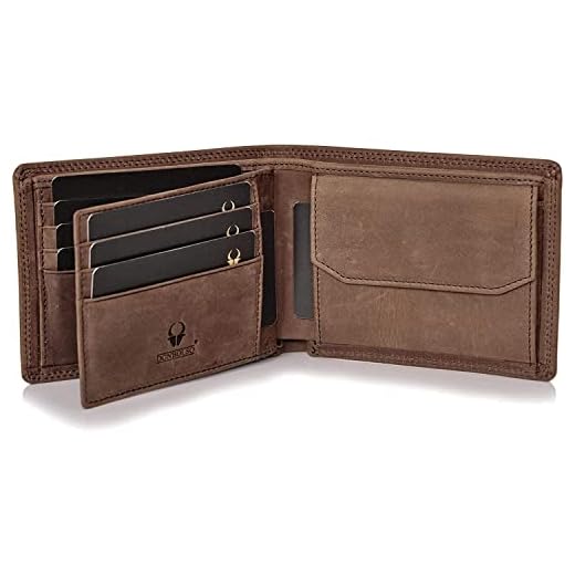Donbolso Monedero Zürich de Cuero de Hombre - Cartera de Color marrón - Monedero de Hombre con protección RFID - Billetera de Cuero auténtico