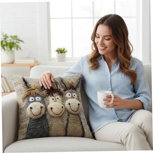 Funda de almohada de burro 45x45 cm bordada para sofá 3