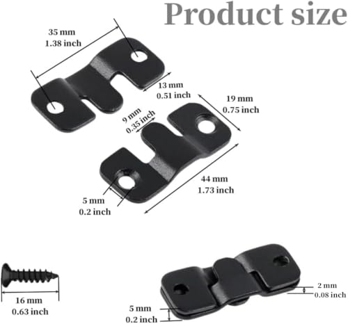 Image of 8 Pairs Interlocking Flush Mount Bracket Picture Hanging Hooks Stainless Steel Heavy Duty Photo Frame Hook Large Picture Hanger Buckle Furniture Connector Headboard Wall Mounting Hardware（Black）