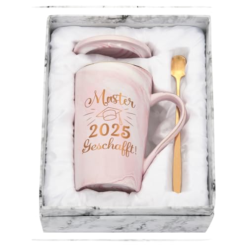 Joymaking Examen Bestandene Pr&uuml;fung Geschenk Kaffee Tasse - Examen 2025 Geschafft Geschenke zur Bestandenen Pr&uuml;fung Geschenke Lustige Geschenk Idee f&uuml;r Freund Kinder, 400ml Rosa