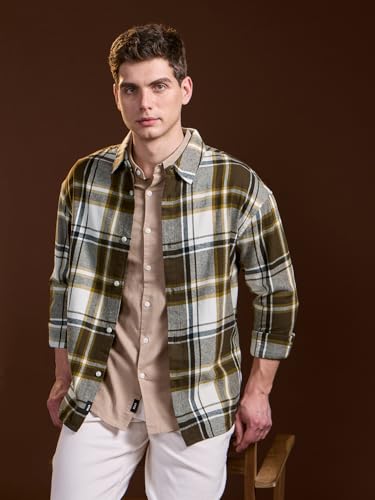 Image of THE BEAR HOUSE Men's Multi-Color Cotton Checked Flannel Overshirt