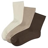 [オカモト] +5% 靴下 レディース リブ 綿 クルー丈 3足組 春夏 無地 フィット 23.0 cm~25.0 cm ブラウンアソート