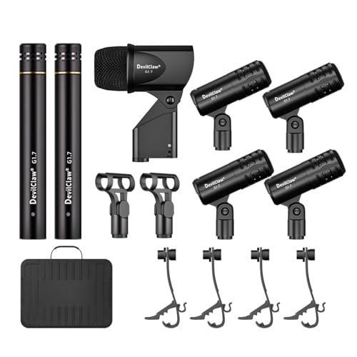 Micros pour kick basse et cymbales en concert avec clips filetés et étui