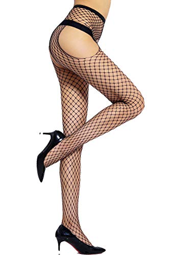 Confonze Fishnet Stockings Womens High Waist Tights Sexy Sheer Mesh Pantyhose3