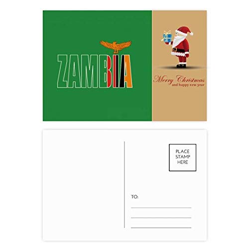Carte postale Zambie avec drapeau et nom du pays pour collectionneur | Lot de 20