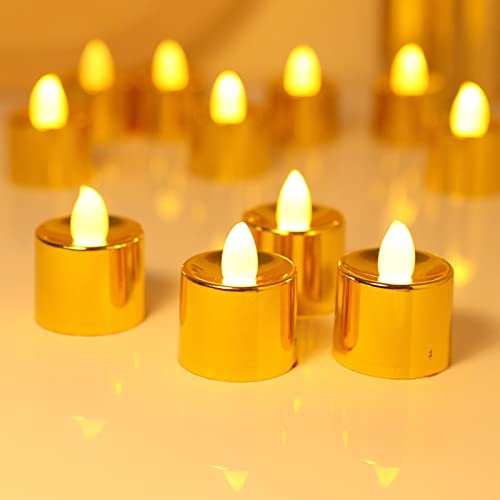 Luzes de chá, Luz de Vela 12 Peças Sem Chama Eletrodouradas para Decoração de Casa