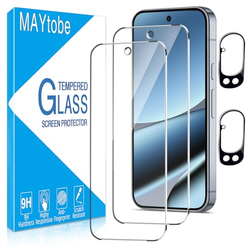 MAYtobe 2 Pack Screen Protector for Google Pixel 10 Pro XL Tempered Glass with 2 Pack Camera Lens Protector Supports Fingerprint 9H Hardness Case Friendly Bubble Free Anti Scratch