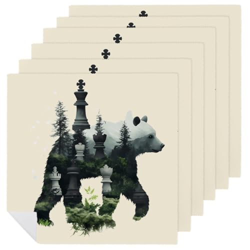 Servilletas de tela con diseño de panda y ajedrez para dar un toque divertido a tu comedor diario 2