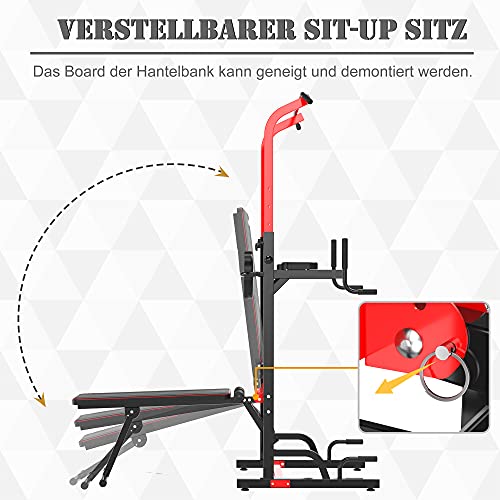 HOMCOM Power Tower Dip Station Büro Fitnesscenter multifunktionale Kraftstation höhenverstellbar täglich Training… – Bild 5