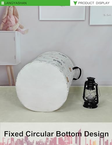 Image of Laundry Hamper Fabric Organizer Collapsible Basket Animals | Waterproof Storage Bin Kids Toy Clothes Baskets for Gift Children Nursery Bedroom Bathroom