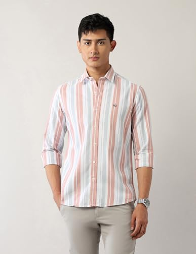 Image of Arrow Sports Men's Vertical Striped Slim Fit Shirt