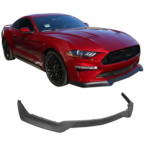 IKON MOTORSPORTS, Front Bumper Lip Splitter Compatible with 2018-2023 Ford Mustang GT, R Spec Style PP Front Bumper Lower Valance Protector Splitter Unpainted Black
