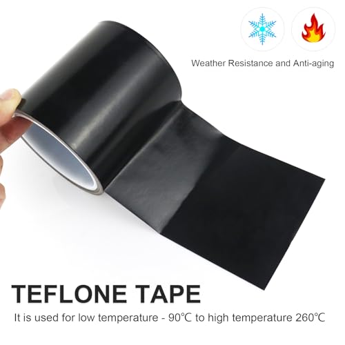 Image of BOMEI PACK Black PTFE Teflonn Glass Cloth Tape, 4'' x 33ft High Temperature Tape Fiberglass Adhesive, Heat Resistant for Fabric,High-Speed Sealing Machine,Vacuum Sealer Machine,1 Pack