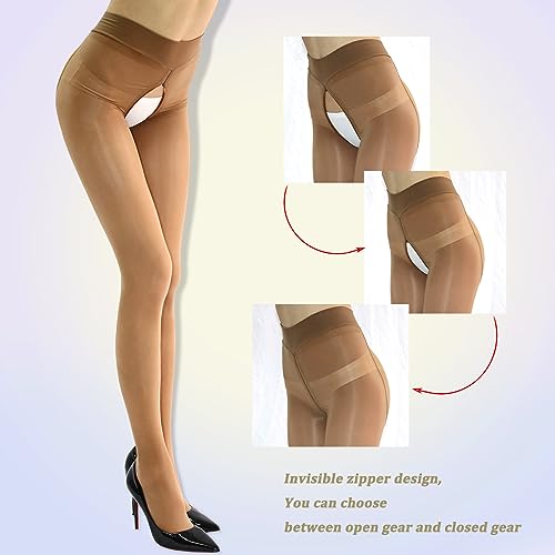 RUIBAVYA Shiny Oil Pantyhose for Women 8D Sexy Tights Invisible Zip Glossy Pantyhose Nylons Shimmery Tights2