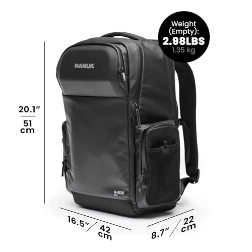 Image of NANUK N-EDC 26L Carry-On Travel Backpack - Water-Resistant Laptop Backpack for Work Travel and Everyday Carry - Compact & Expandable, TSA-Ready, Smart Organization - Black