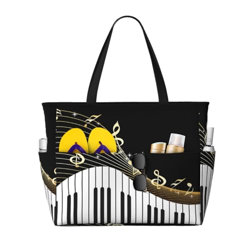 Sac de plage notes de musique noires, le cabas idéal pour vos vacances au soleil