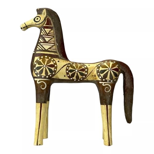 Mycenean Horse Terracotta Figurine – Ancient Greek Geometric Clay Sculpture 9.44 in – Handmade & Hand-Painted Museum-Quality Replica