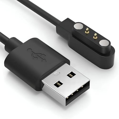 Image of Upix Smartwatch Charging Cable | Safe, Fast Charging for Fire-Boltt, Noise, Dizo, beatXP & 2 Pin Charger Watches (with 4mm Gap Between 2 Pins) | Verify Cable Port Before Ordering | 5V USB Compatible