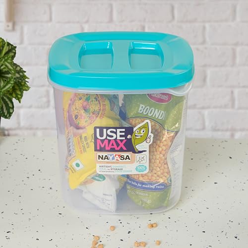 Image of Nayasa Use Max Container (5 Ltrs, 7.5 Ltrs, 10 Ltrs) BPA Free Food Grade Airtight Kitchen Storage Stackable Containers- Set Of 3, Blue
