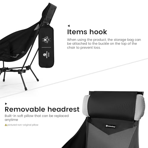 Silla Plegable para Camping MellowCamp con Respaldo Alto y Almohada, Ligera y Portátil, Soporta 374 lbs miniatura 6