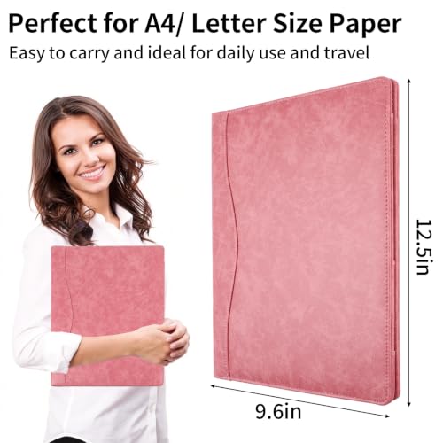 Image of Professional Padfolio Portfolio Binder, Faux Leather, Rose Gold