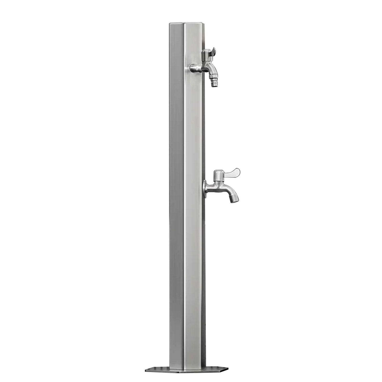 304 Stainless Steel Vertical Water Column, Freestanding Hose Stand with Double Faucet, Antifreeze Hydrant Water Feature Fountain for Irrigation