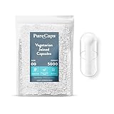 PureCaps USA - Empty Vegetarian Vegan Pill Capsules Size 00, 5,000 Joined Vegetarian Pills, Clear, Non-GMO Certified, Kosher, Gluten Free, Halal Certified, Preservative Free Pill Capsules