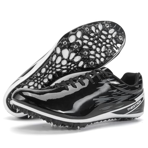 Ifrich Men Women Track Spikes Running Shoes Track & Fields Sneakers Kids Spiked Training Sneakers Boys Girls Track Racing Shoes (Black,11.5)