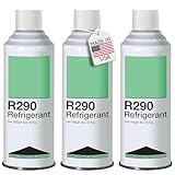 Leak Saver R290 Refrigerant 3-Pack - 8oz Upright Charging Self Sealing Can - Can Stand Upright While Charging - Made In The USA (Adapter Not Included)
