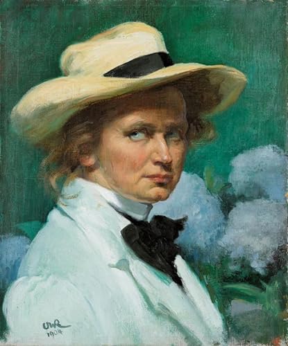 Impression d'art Ottilie Roederstein tableau autoportrait au chapeau affiche toile 60x90