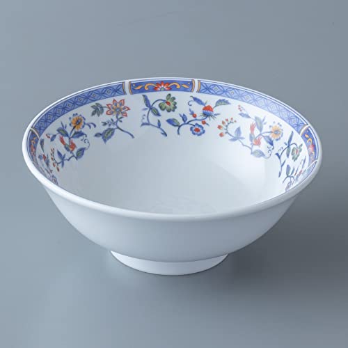 Narumi 41793-33548 Ramen Bowl, Blue Flower, 7.9 inches (20 cm), Blue, Floral Pattern, Set of 4 Pieces, Includes Astragalus, Ramen Donburi, Microwave Heated, Dishwasher Safe, Made in Japan, Gift Box