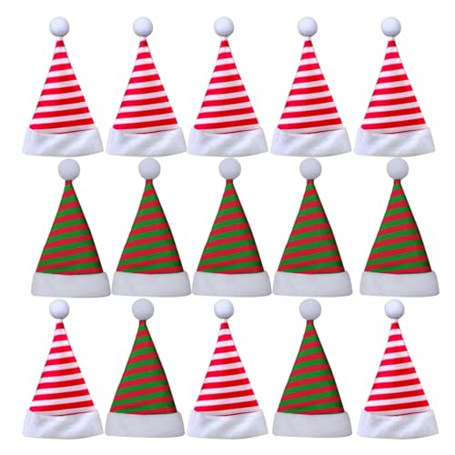 GHAMYEE Mini sombreros de Papá Noel de 2 a 3 pulgadas, pequeños sombreros de Papá Noel para manualidades, muñecas, vajilla de botella de vino, decoraciones de fiesta de Navidad en miniatura a granel