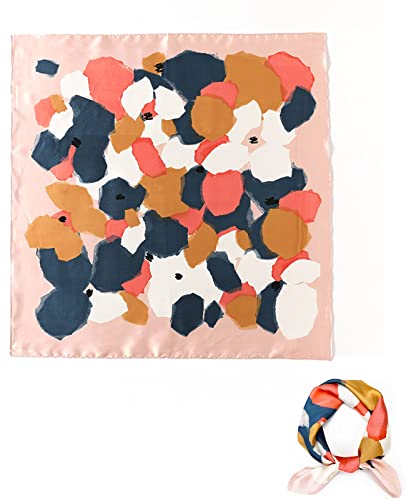 kcctoo 27.5" Mulberry Silk Feeling Head Scarf Women's Fashion Square Neck Satin Scarfs for Bag Hair Scarves Gift