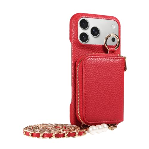 Étui portefeuille iPhone XR cuir PU rouge et finitions coutures pour un style élégant