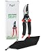 Pixpri Pruning Shears (Red) - Garden Bypass Pruners and Ergonomic Flower Cutter - Ideal Gardening Tool for Trees, Shrubs, Bushes, Weeds - Non-Slip, Foam Grip - Flannel Storage Bag