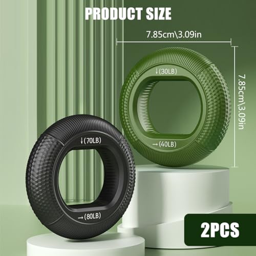Image of Proberos 2Pcs Ring Resistance Strength Trainer, Silicone Hand Grip Strengthener Rings, Exerciser Muscle Power Exerciser Finger, Gripper Gripping Ring with 4 Resistance 30-80 LB