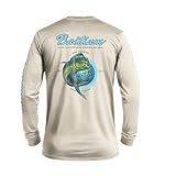 Picture of Fishing Shirts for Men Long Sleeve Tee - UV Sun Protection UPF 50 PFG T-Shirt - Unisex Mahi Mahi - Breathable Quick Dry Dri Fit (Large, Beige)