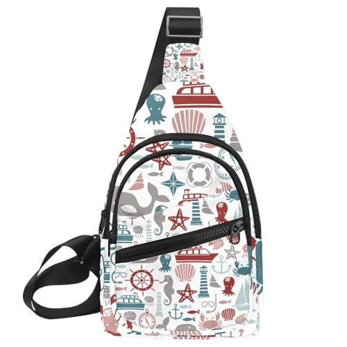 Bolsa de pecho con cremallera Ship Anchor Voyage compacta y multiusos