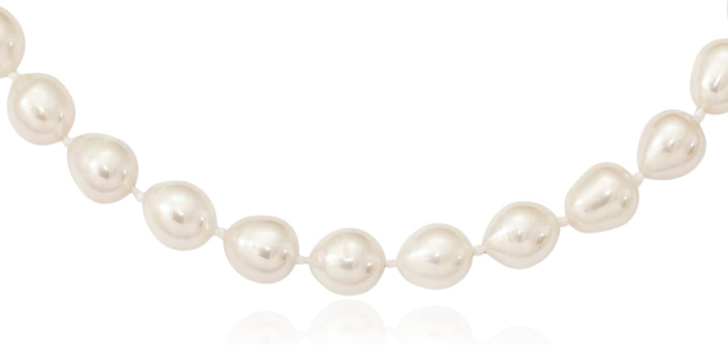 IceCarats 14K Solid Yellow Gold 7mm Freshwater Rice Pearl Bead Chain Necklace 18 inch Prong Set For Her