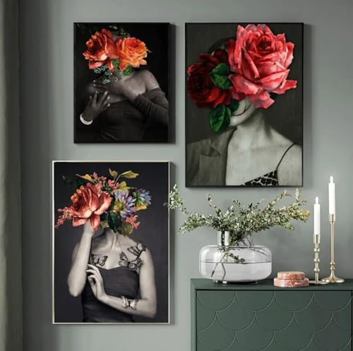 Peinture abstraite toile fleurs pour habiller un mur vide de salon sans cadre 50x70cm