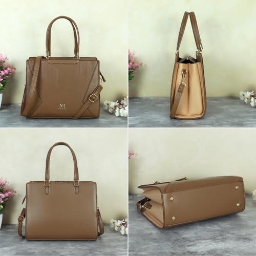 Image of NFI essentials Satchel Bags Ladies Purse Handbag Premium Women Shoulder Travel Bag for Work Gifts for Wife /Mother /Sister Stylish Office College Party Bag